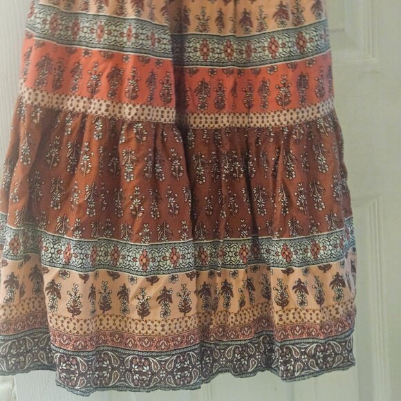 Knox Rose Multicolor tiered boho CottageCore sleeveless dress pockets maxi S - Picture 4 of 11